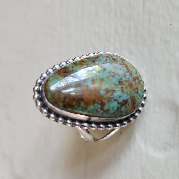 Beautiful NWOT Native American Navajo Handmade Turquoise & Sterling Ring 💙💚🤎 - Picture 3 of 12